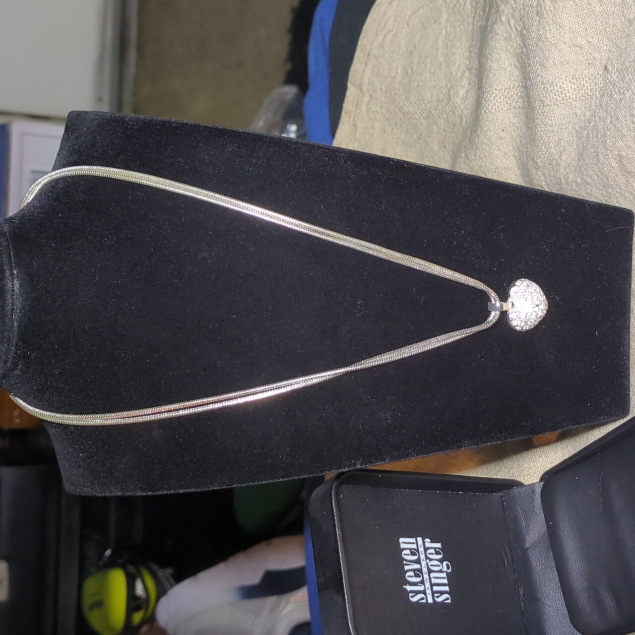 Roman Silver Heart Pendant Necklace With Double Silver Chain Now Only $40